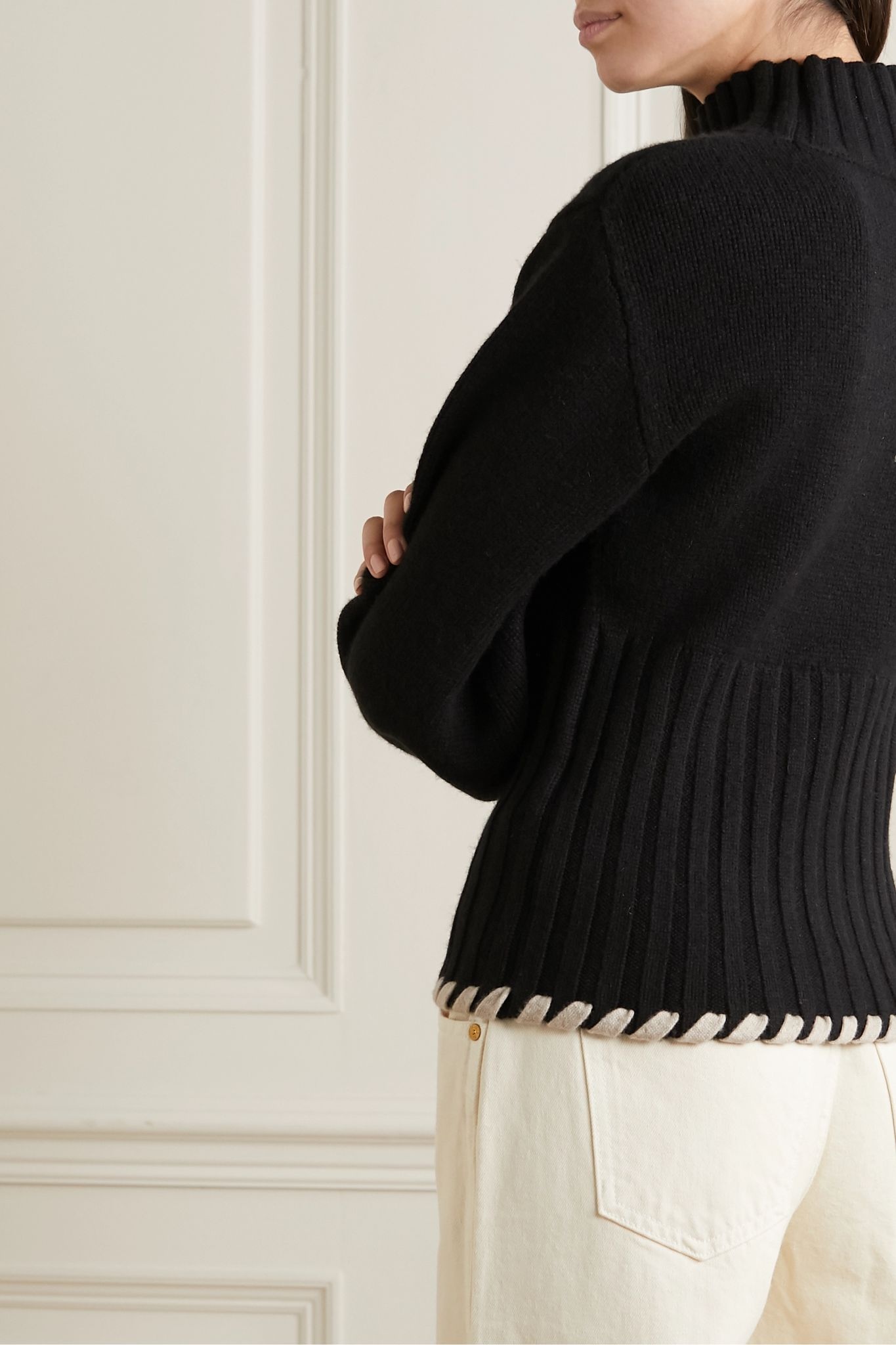 Colette whipstitched ribbed cashmere sweater - 4