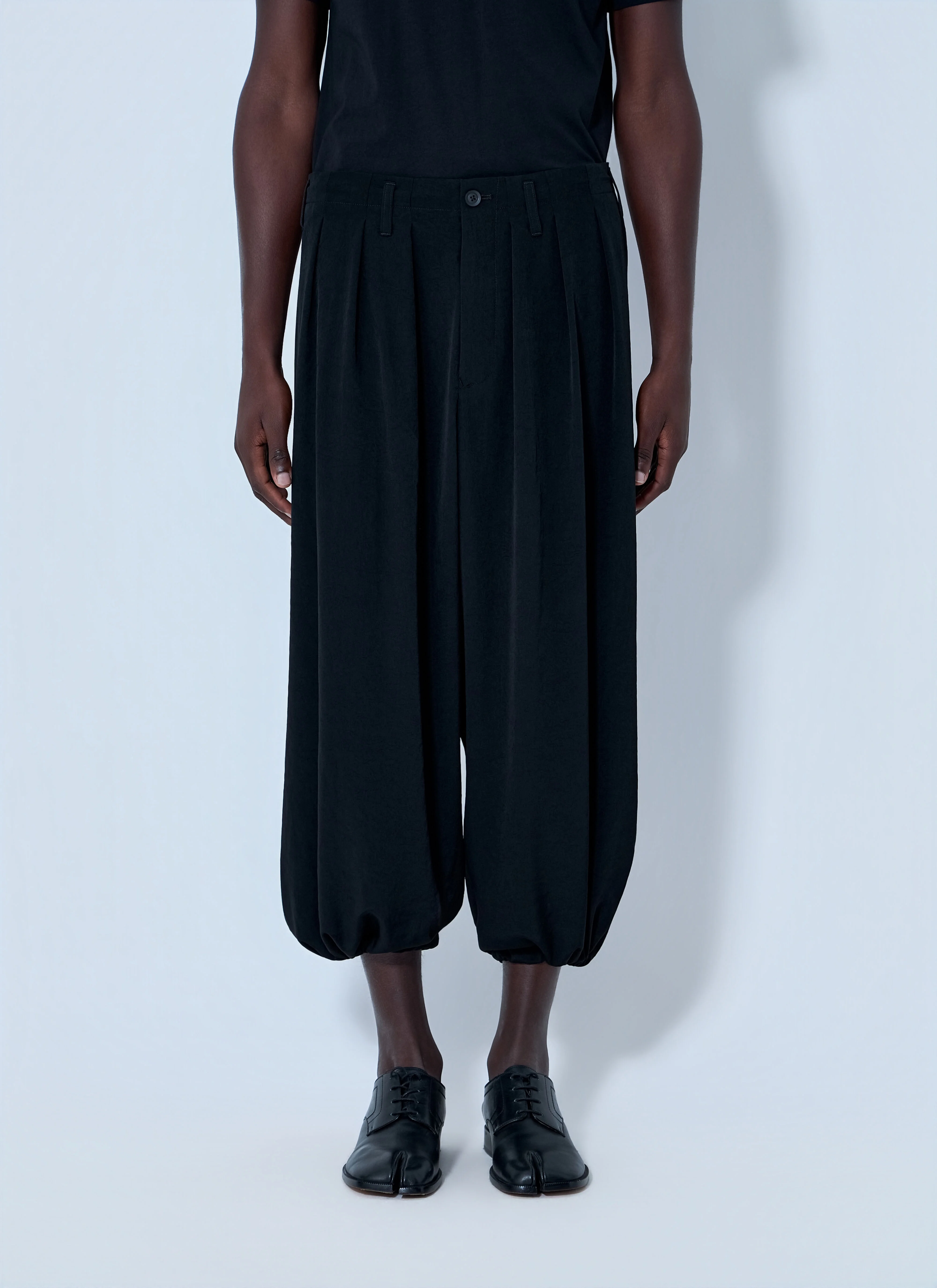 Pleated Drop-Crotch Trousers - 1