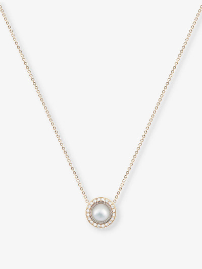 Piaget Possession 18ct rose-gold, 0.28ct brilliant-cut diamond and 0.89ct pearl pendant necklace outlook