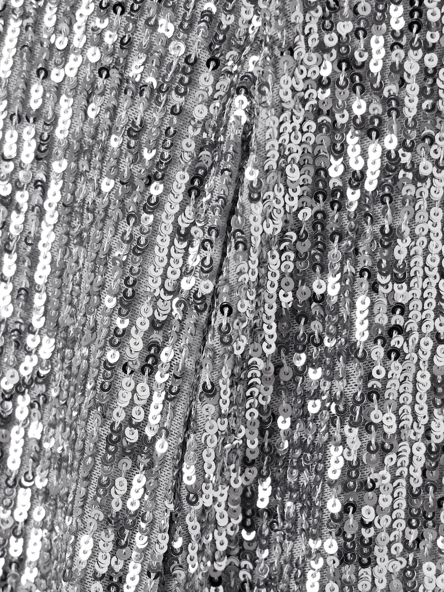 Sequined tulle turtleneck top Silver - 5