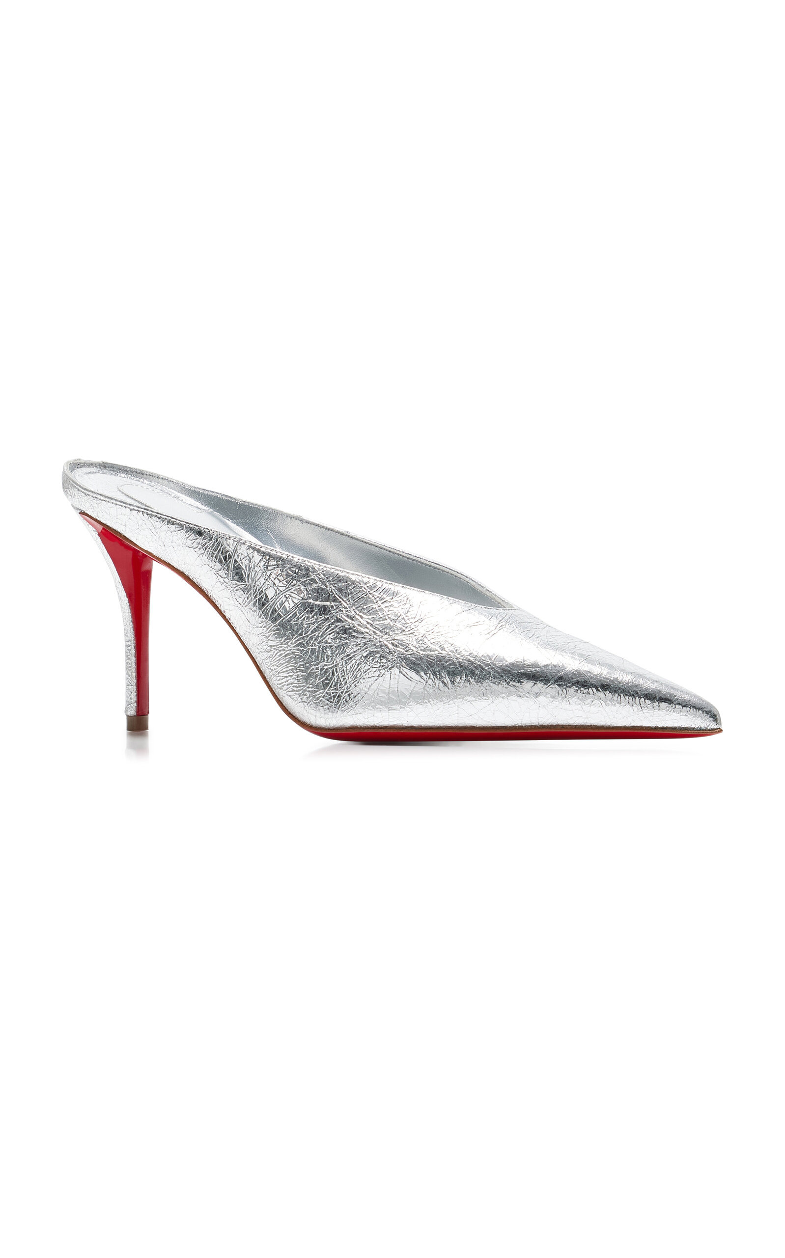 Miss Z 80mm Metallic Leather Mules silver - 4