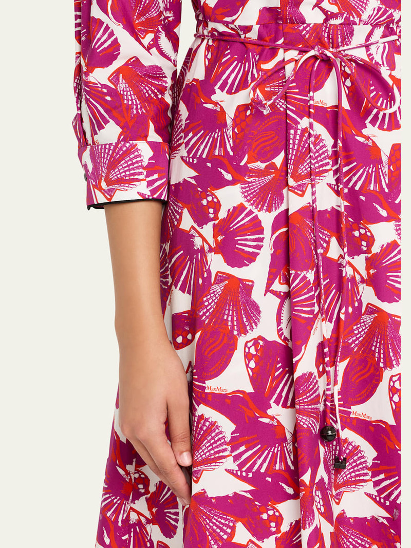 Seashell-Print Faux Wrap Midi Dress 5