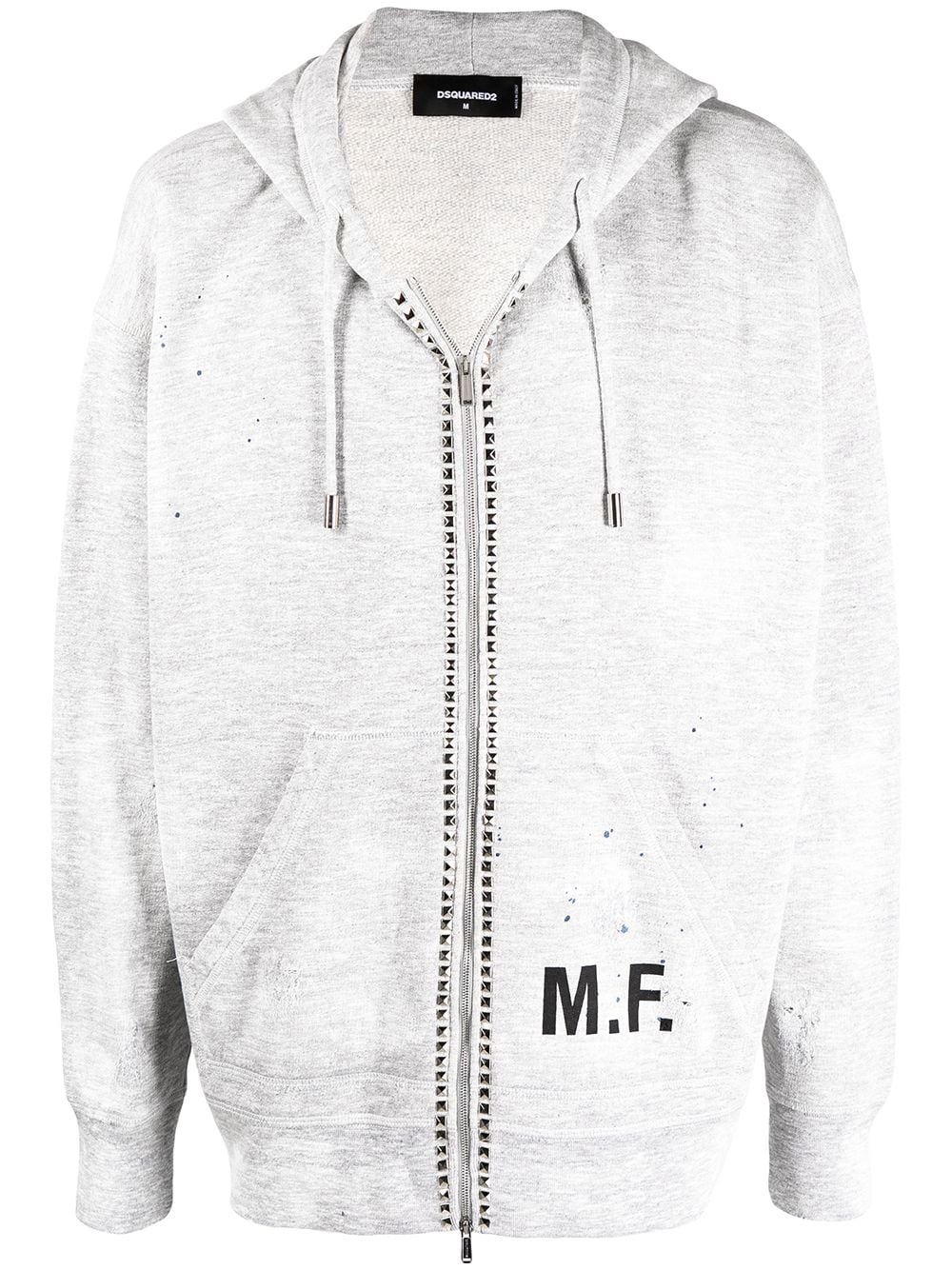 studded trim zip hoody - 1