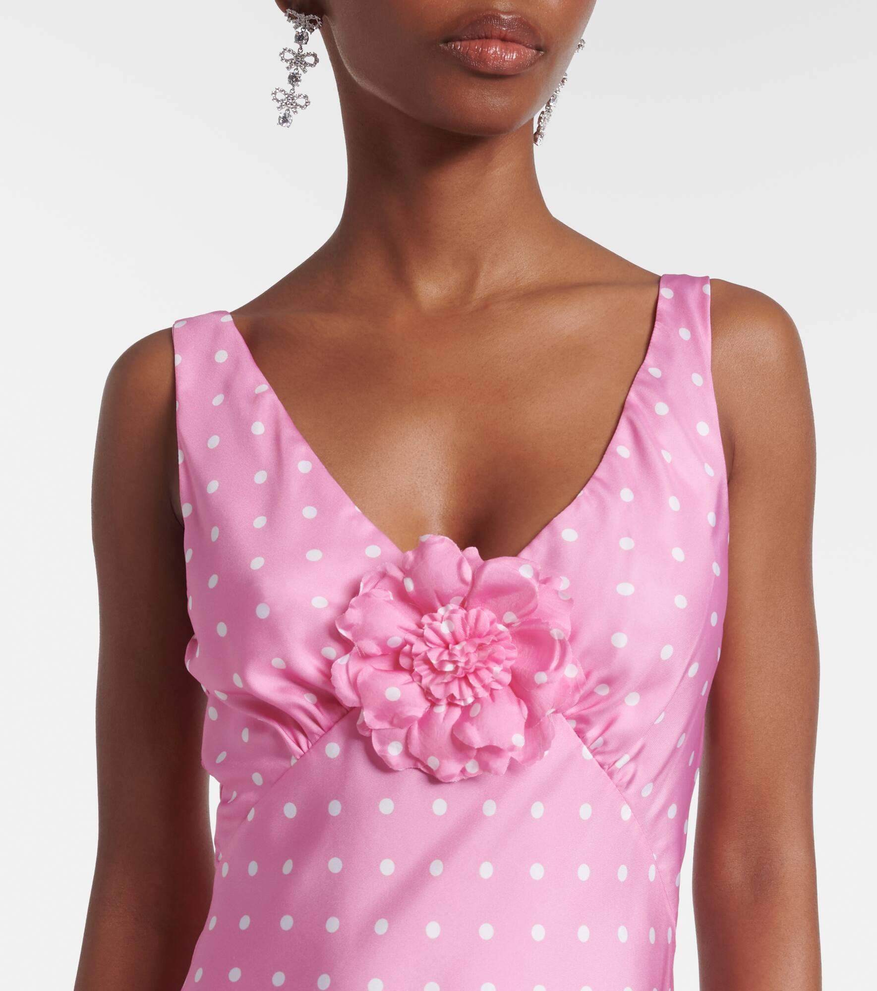 Floral-appliqué silk twill gown - 4