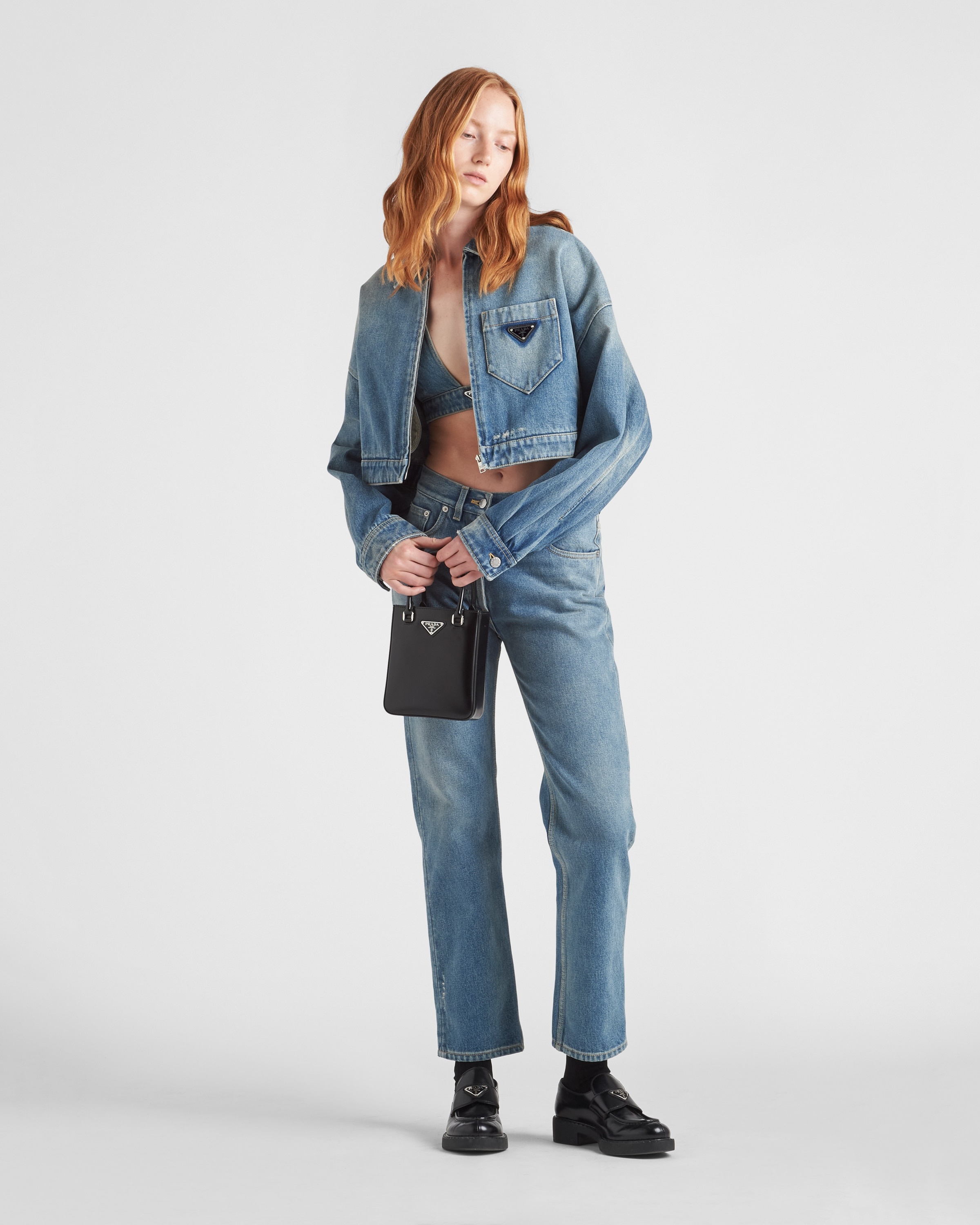 Cropped organic denim jacket - 2