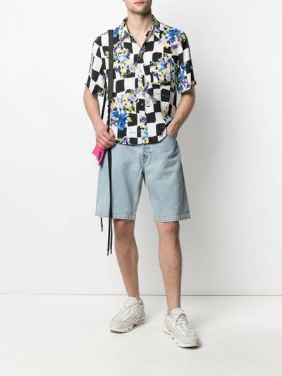 Off-White floral-print checked shirt outlook