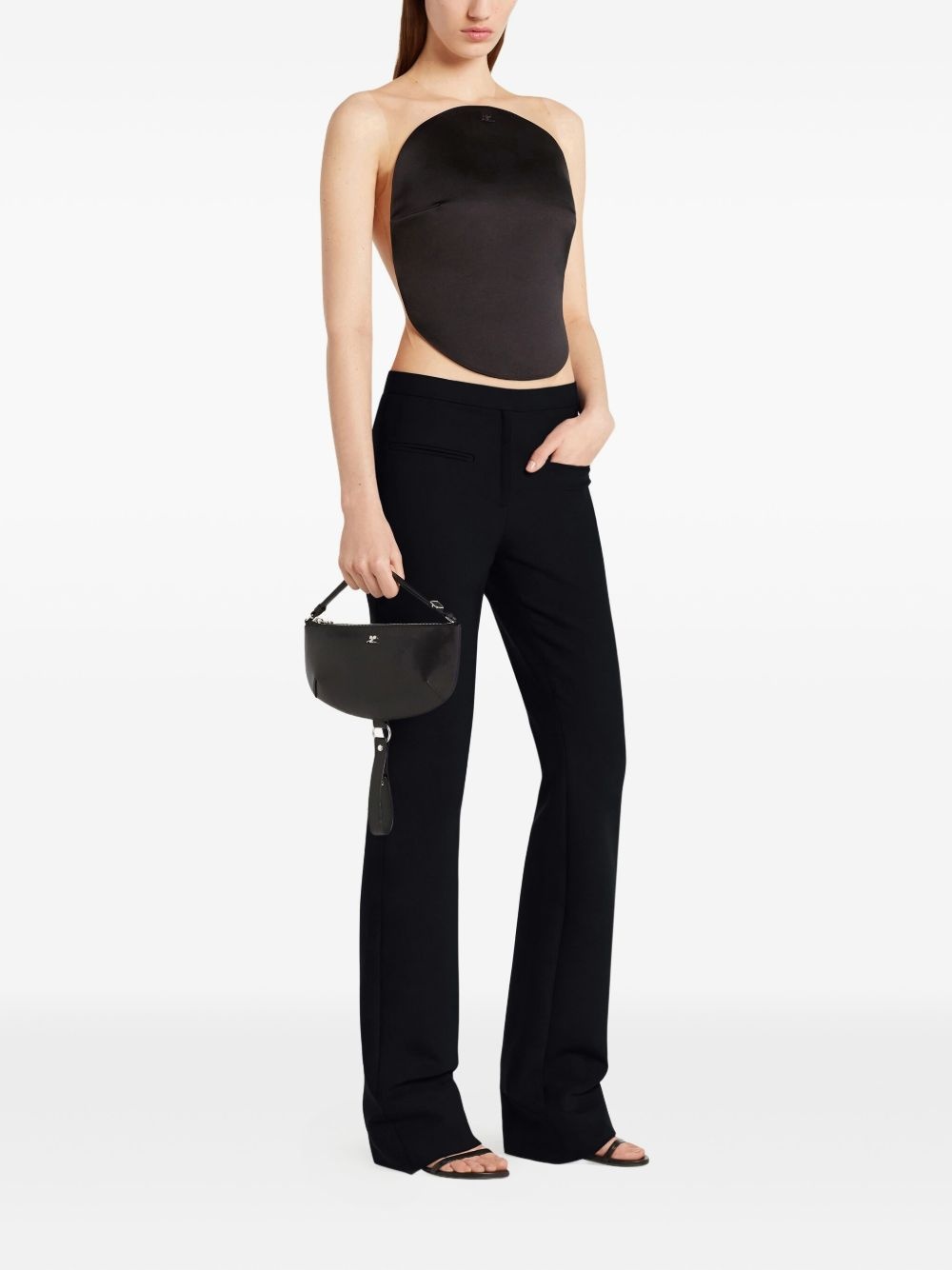 half-moon leather shoulder bag - 3