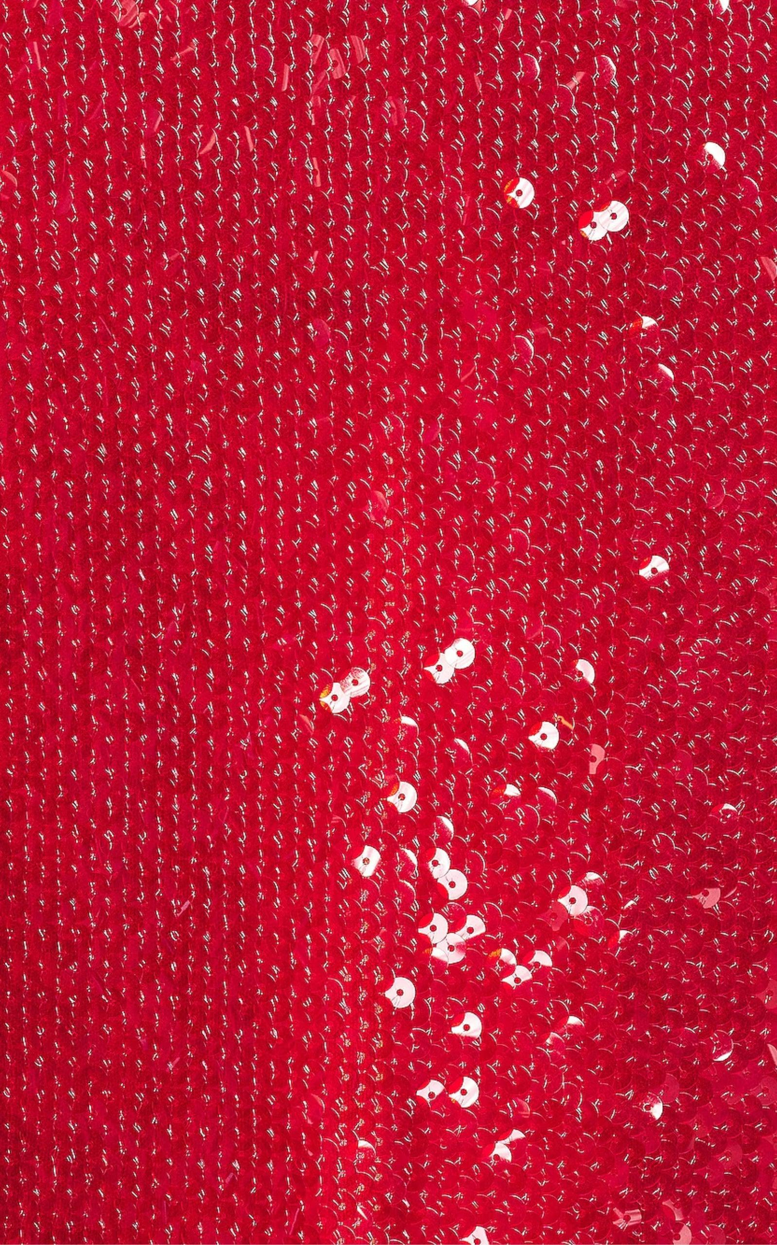 Red Sequinned Midi Skirt - 6