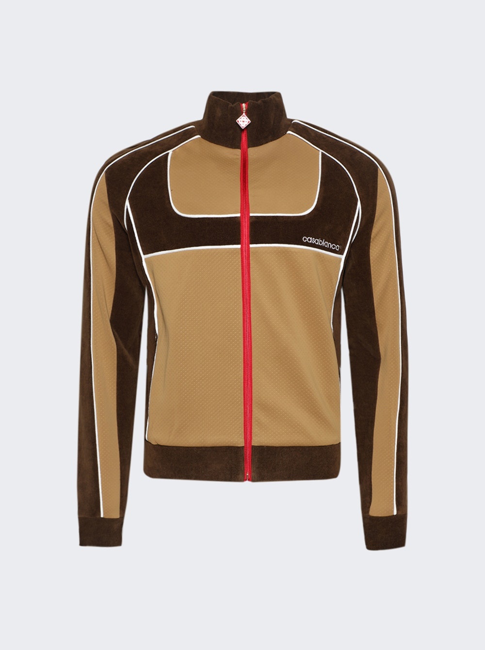 Two Tone Track Jacket Beige And Brown - 2