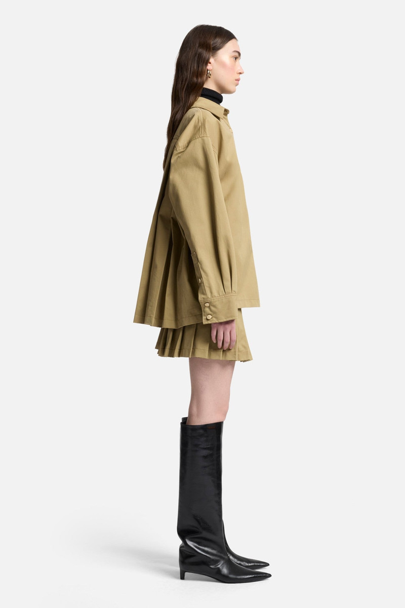 Comfort Twill Pleated Overshirt in Sand Storm 6