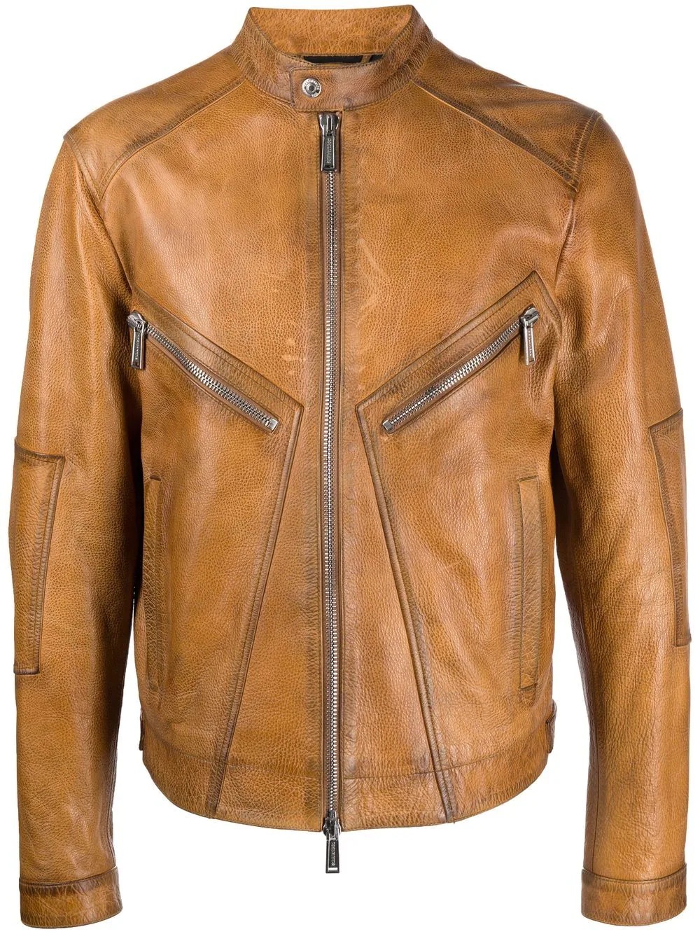 leather zip-front casual jacket - 1