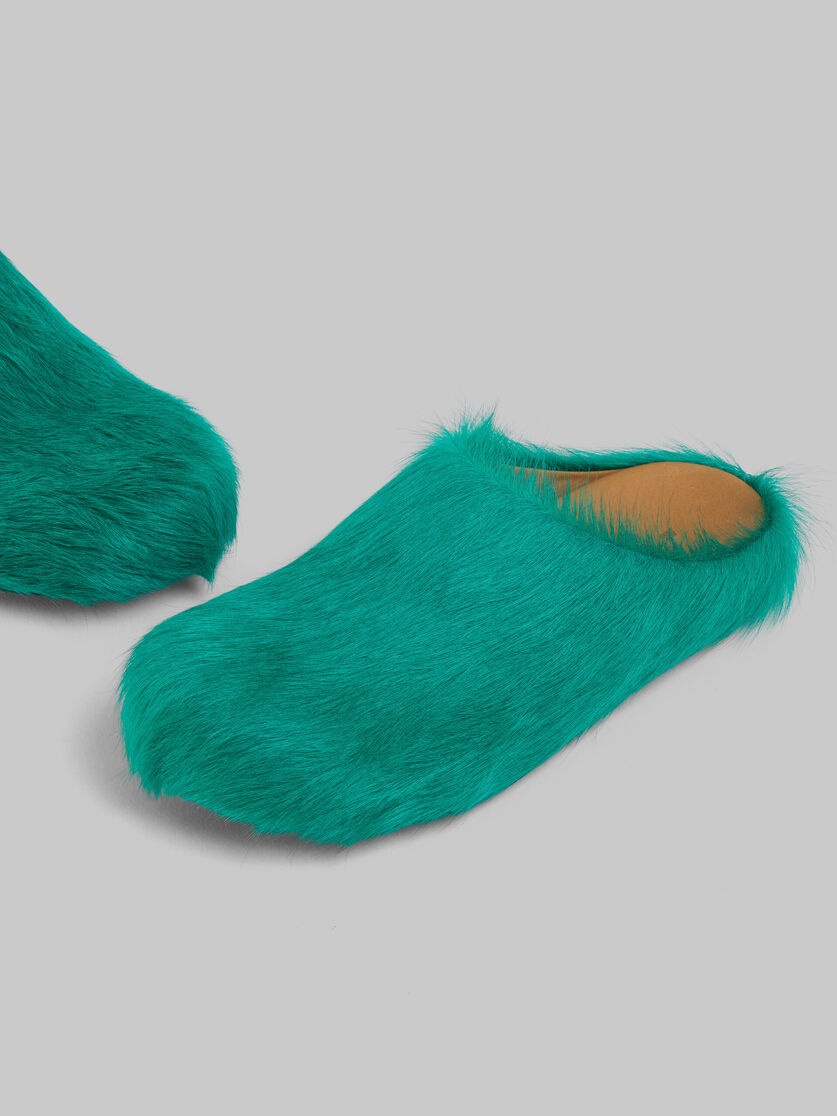 GREEN LONG-HAIR CALFSKIN FUSSBETT SABOT - 5