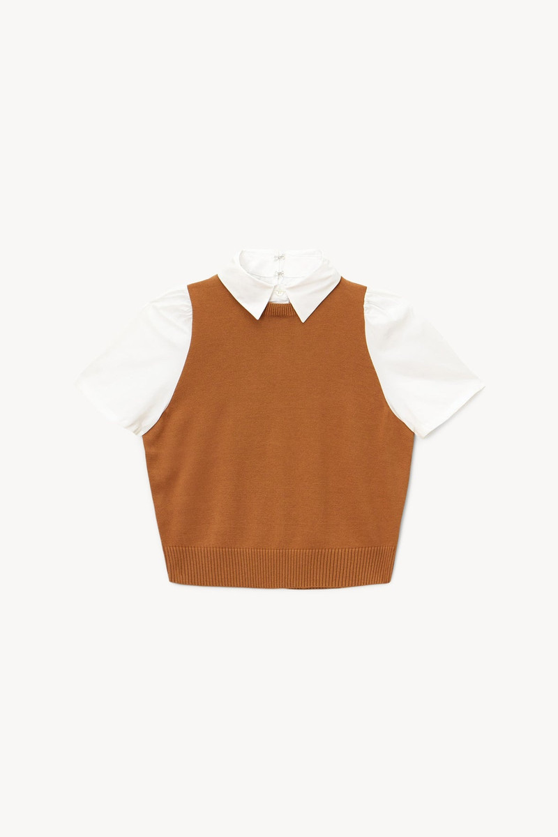 STAUD ARYA TOP TAN WHITE 1