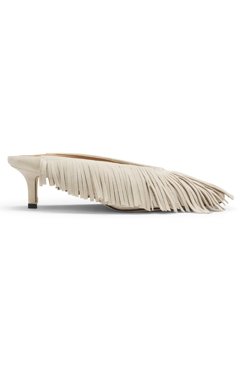 BACKLESS SUEDE MULES WITH FRINGING 1