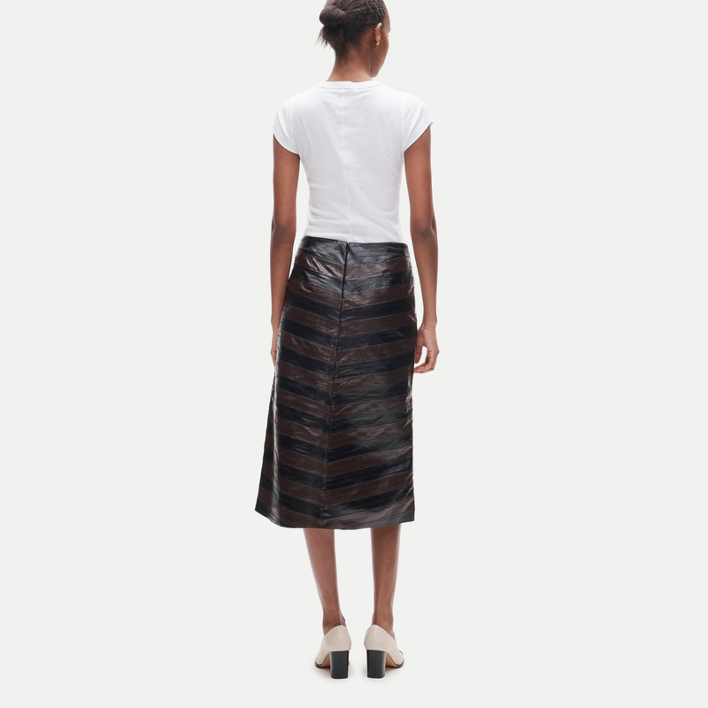 A-line skirt in striped eel-embossed faux leather 4
