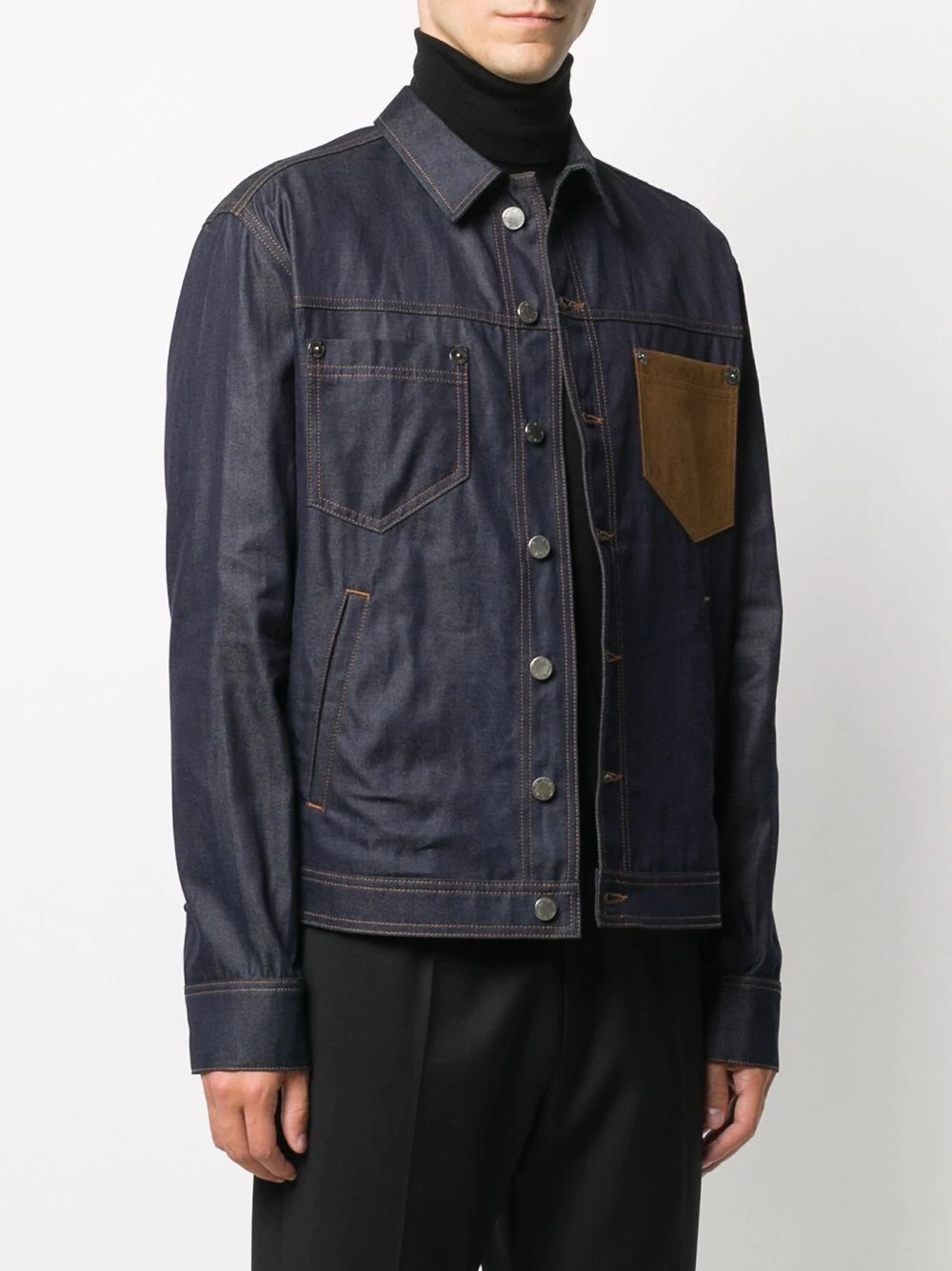 contrast-pocket denim jcket - 3