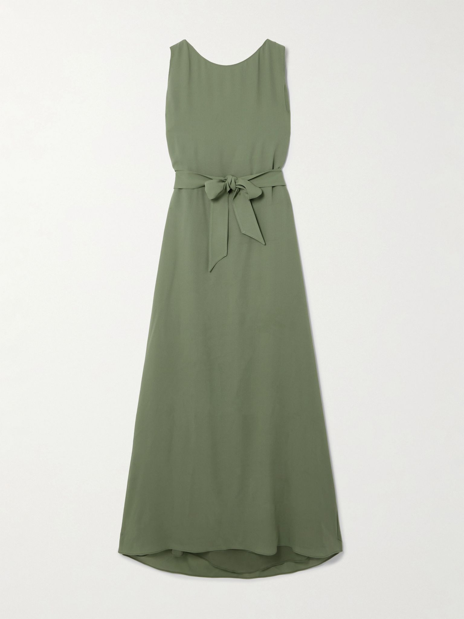 Belted silk-crepe maxi dress Light green - 1