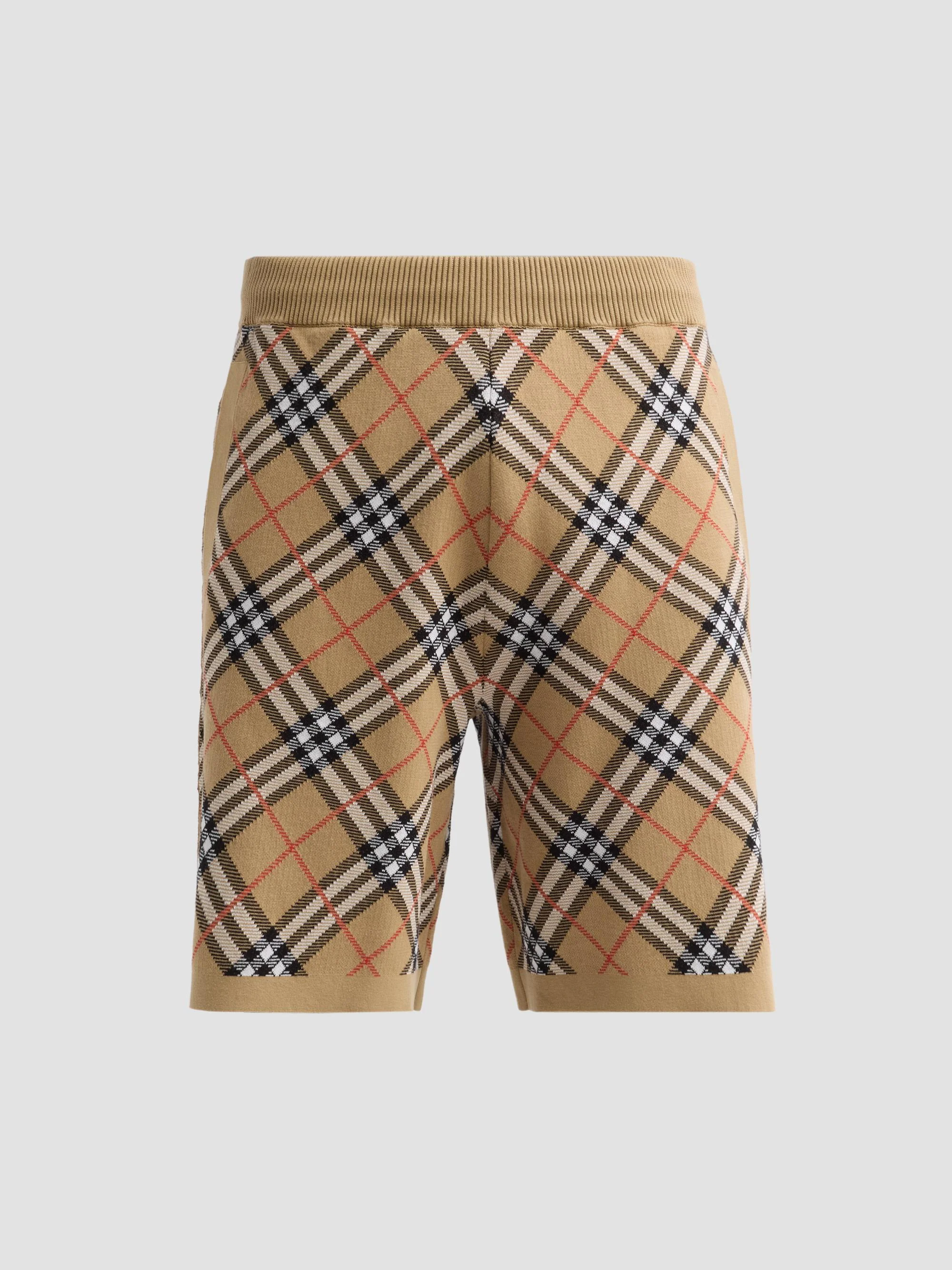 Men's Gawain Check Knit Shorts - Sand Ip Check - 1