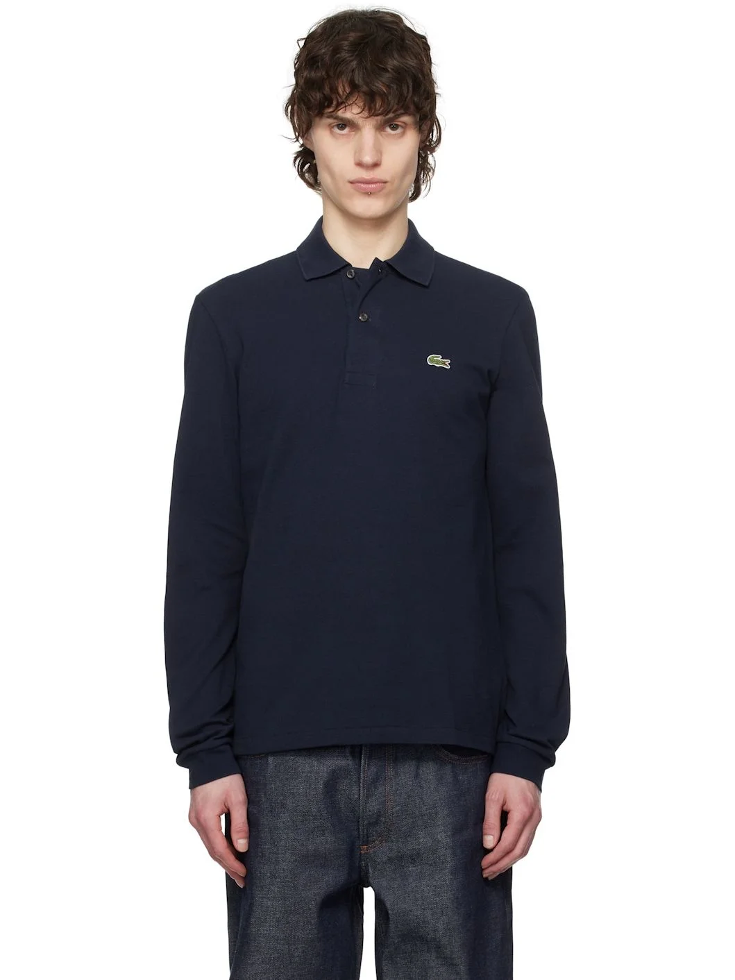 Navy Classic Fit Long Sleeve Polo - 1