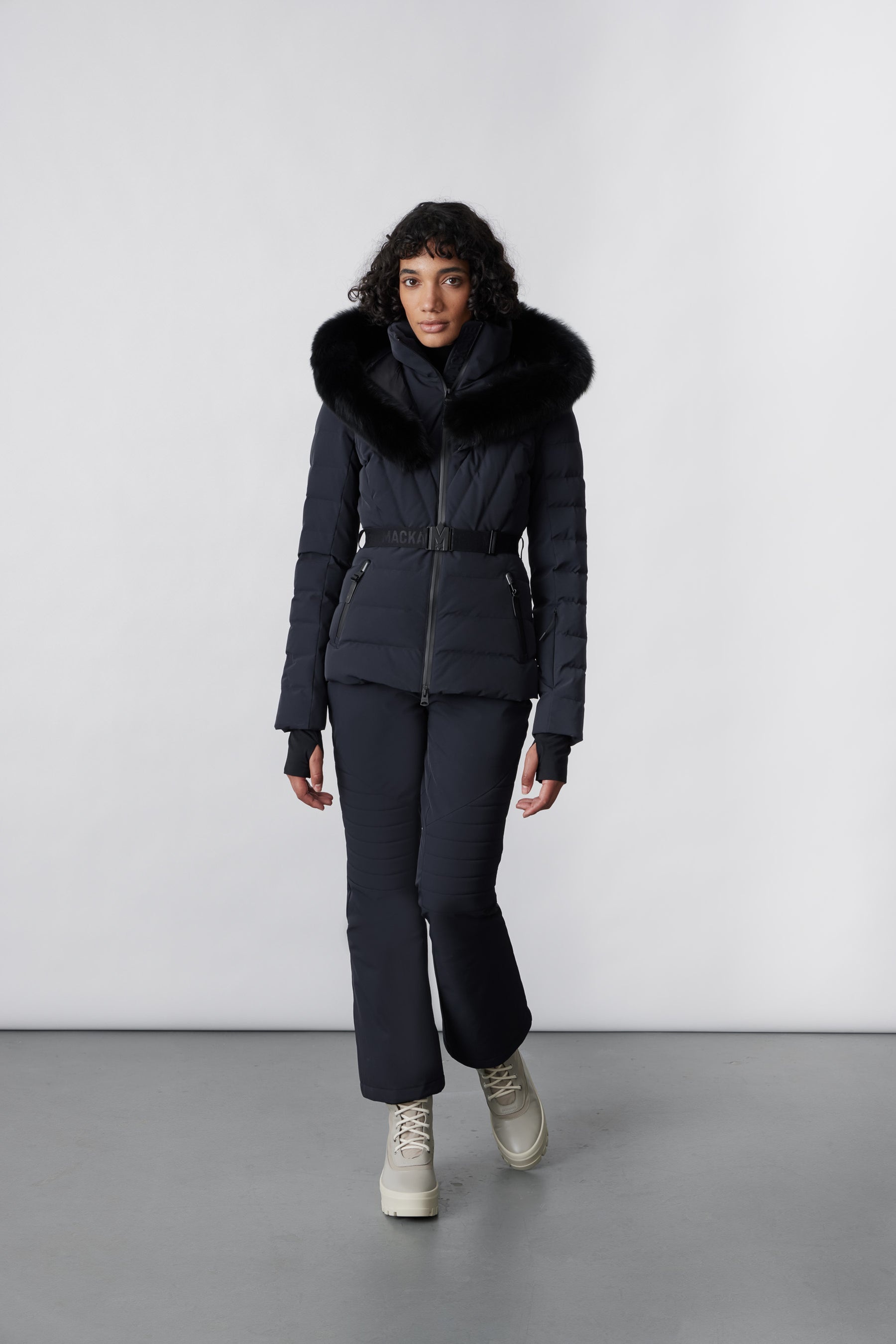 ELITA Down ski jacket with removable blue fox fur trim - 7
