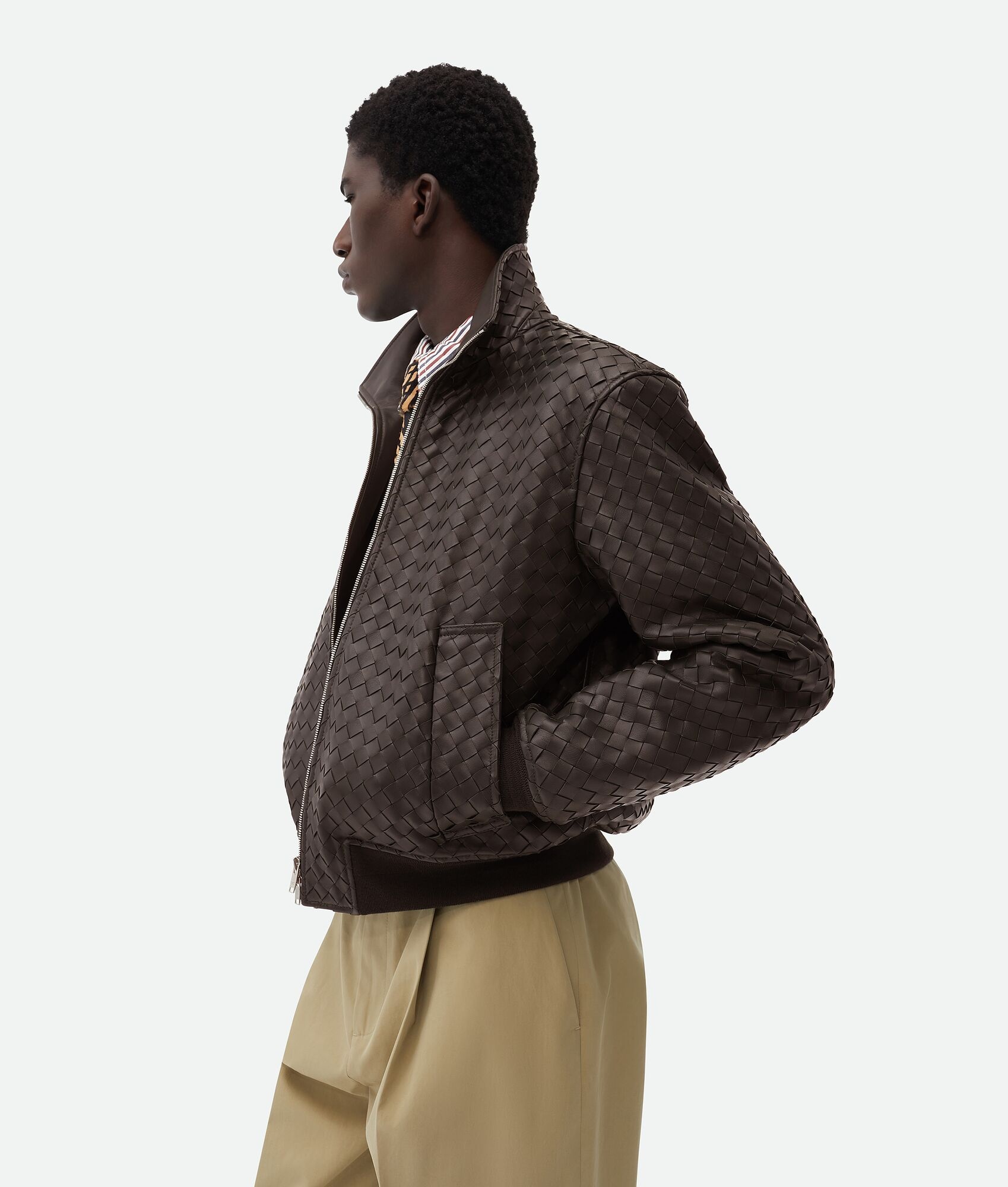 Intrecciato Leather Blouson - 3