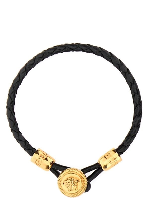 Black leather Medusa Biggie bracelet - 1