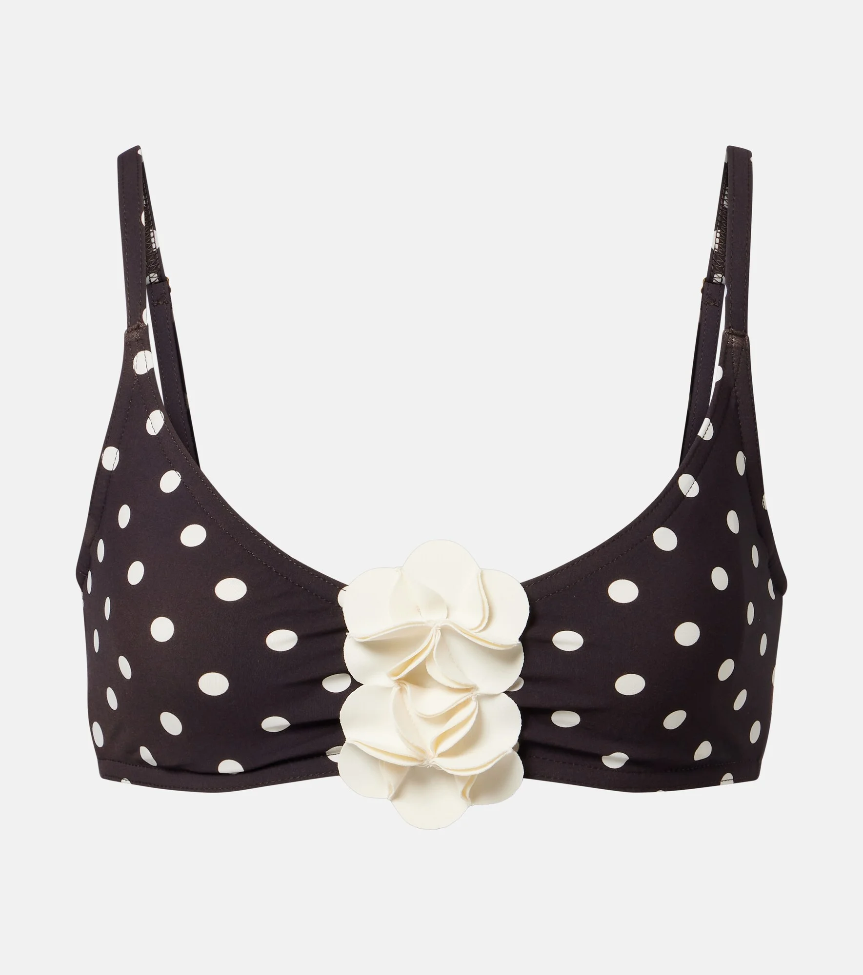 Floral-appliqué polka-dot bikini top - 1