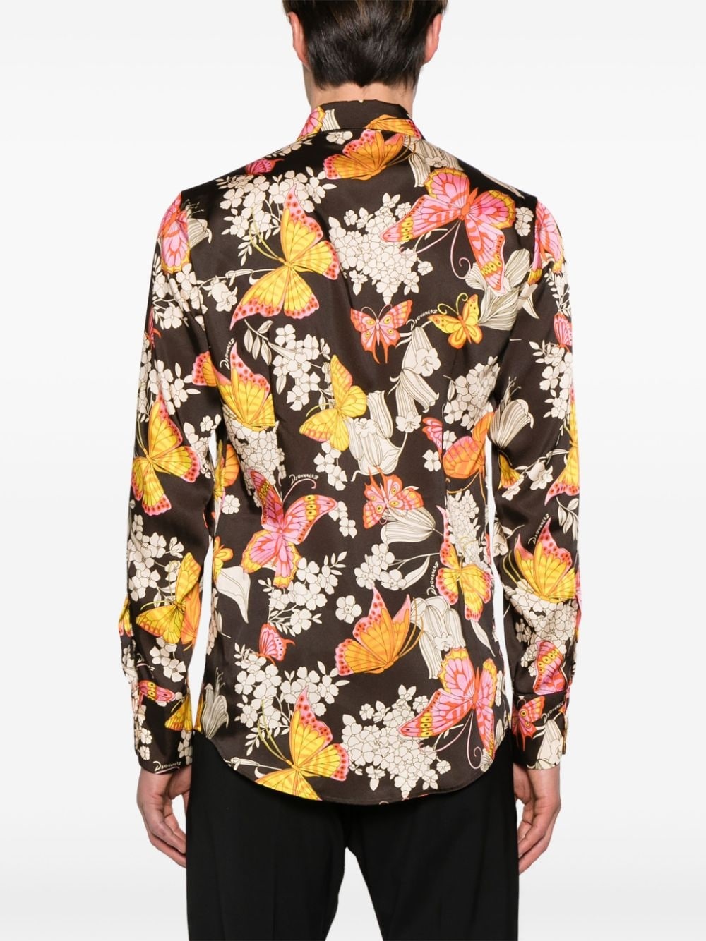 butterfly-print satin shirt - 4
