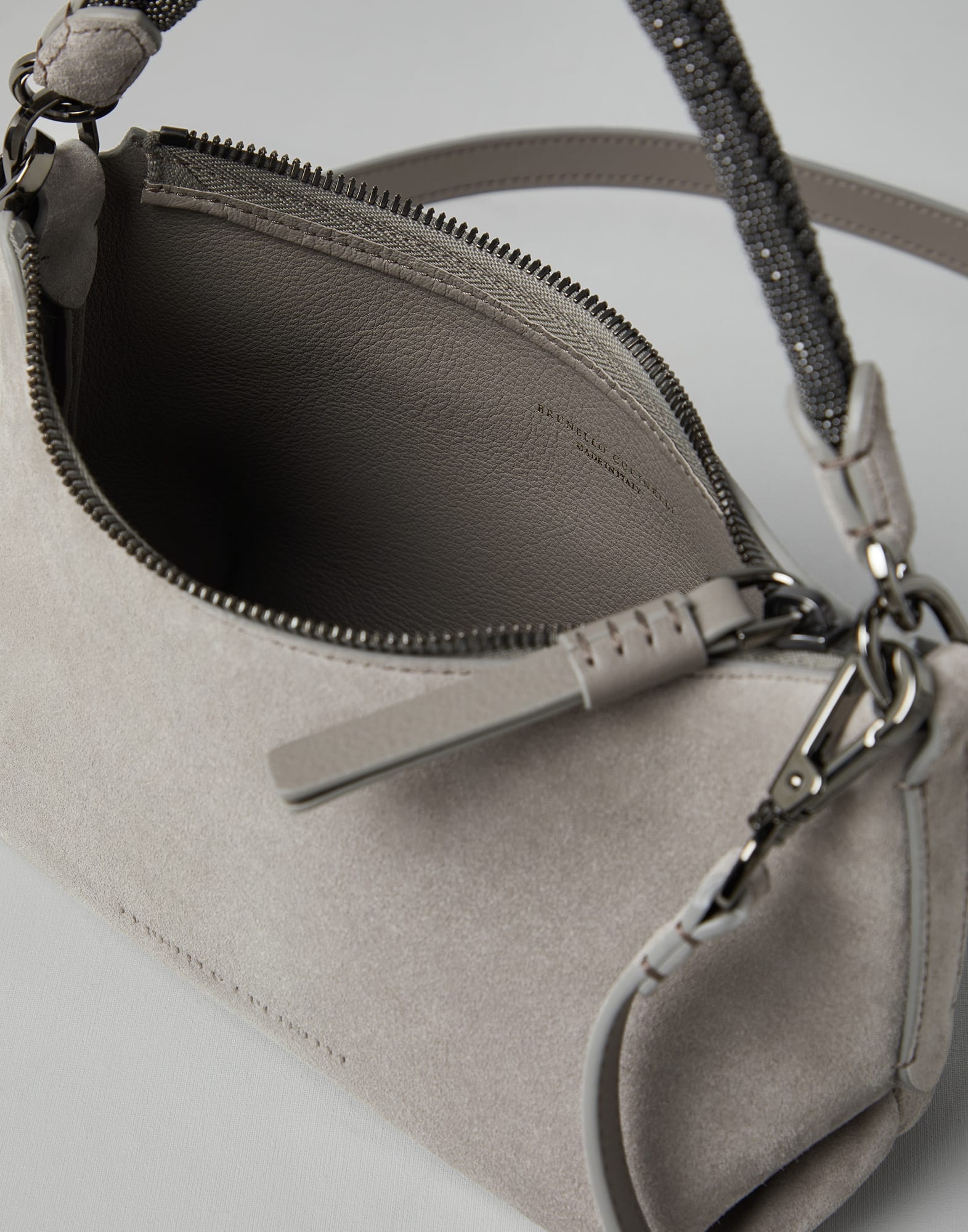 Suede bag with precious braided handle - 5