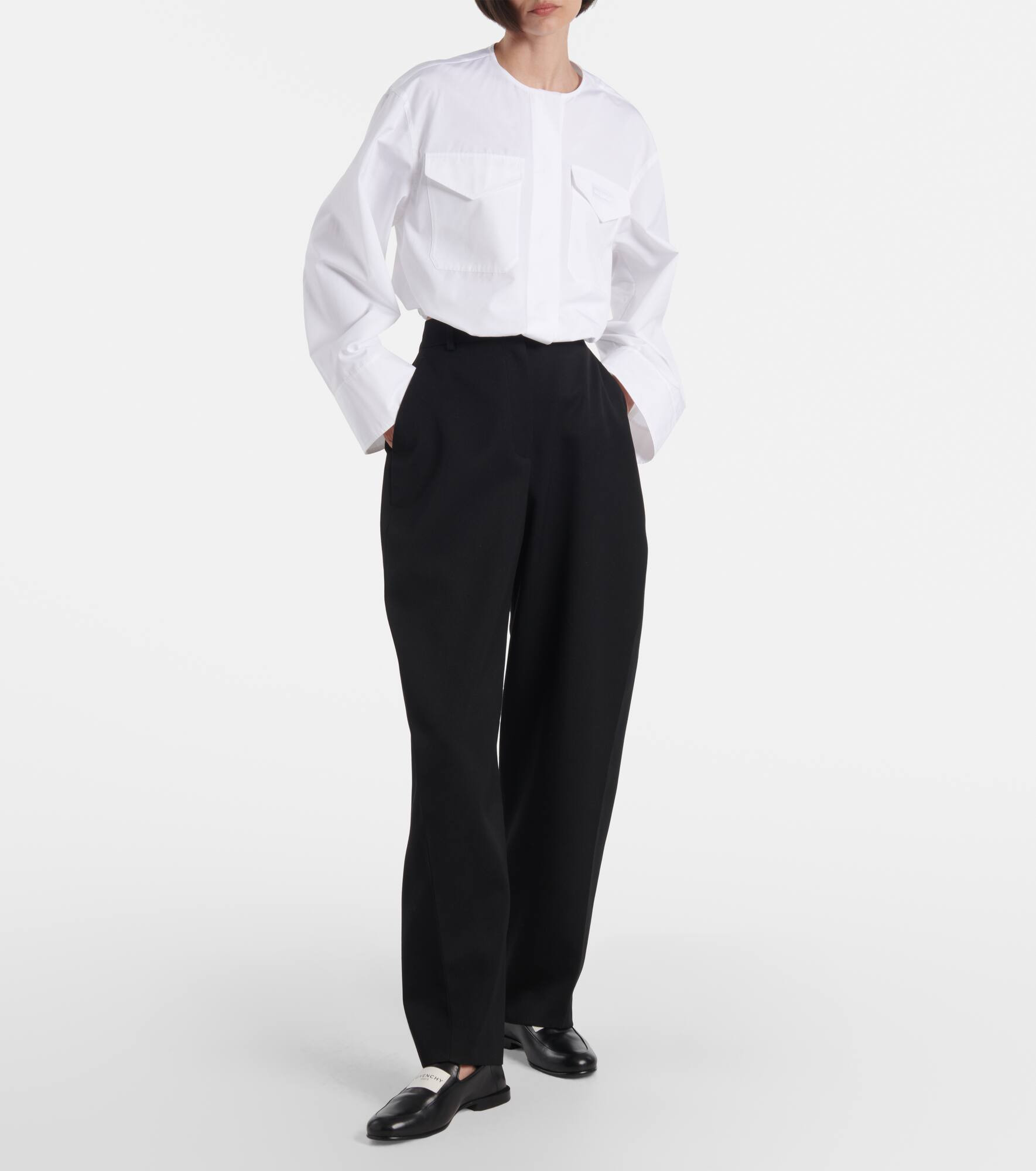 Logo cropped cotton poplin shirt - 2