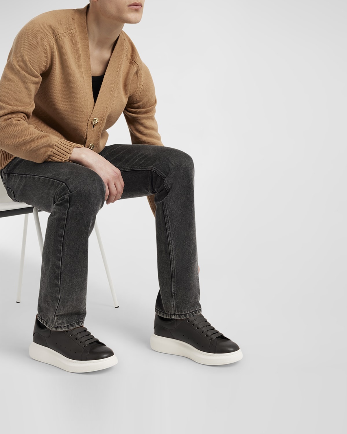 Men's Oversized Leather Low-Top Sneakers - 2