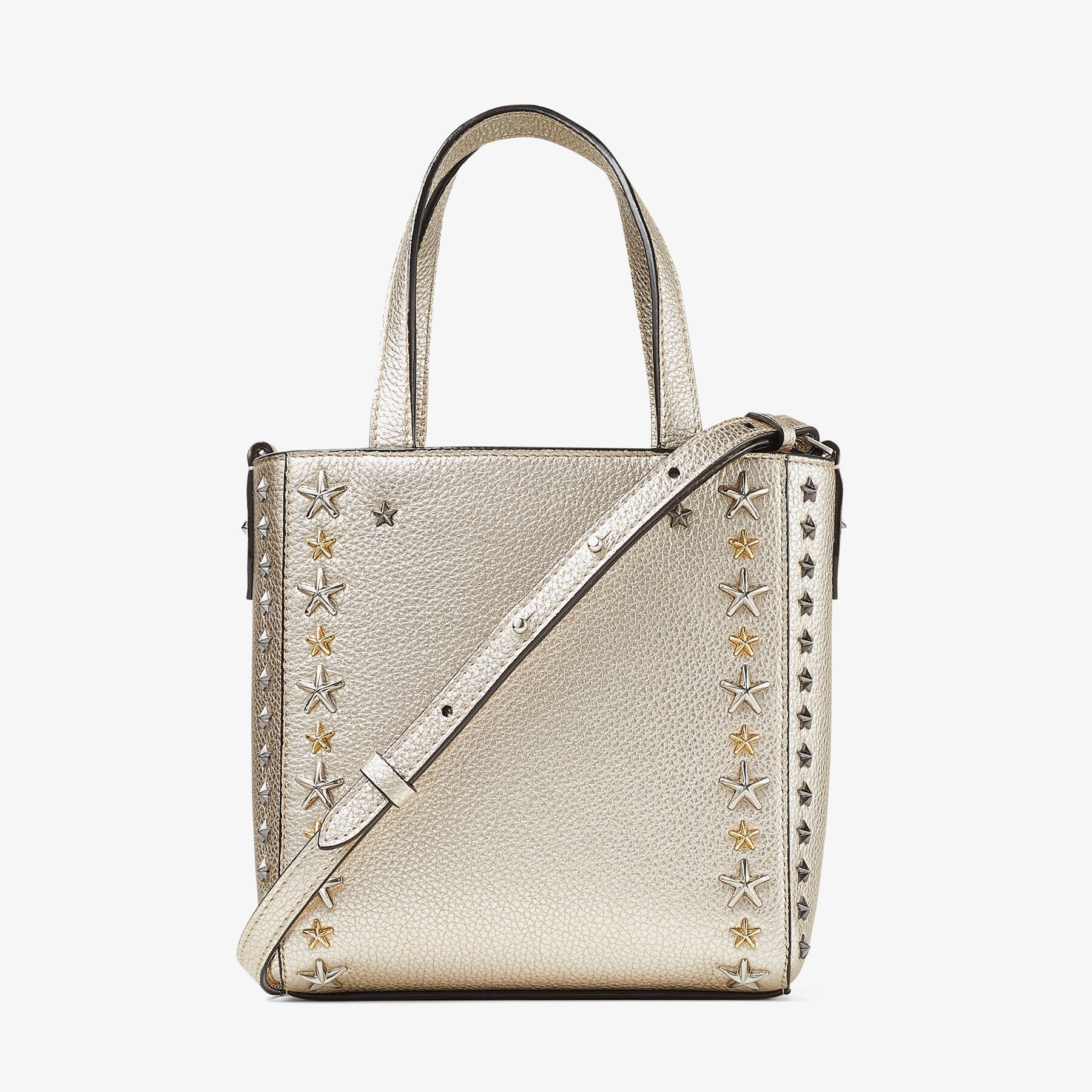 Mini Pegasi
Light Gold Metallic Soft Calf Mini Tote Bag with Stars - 7