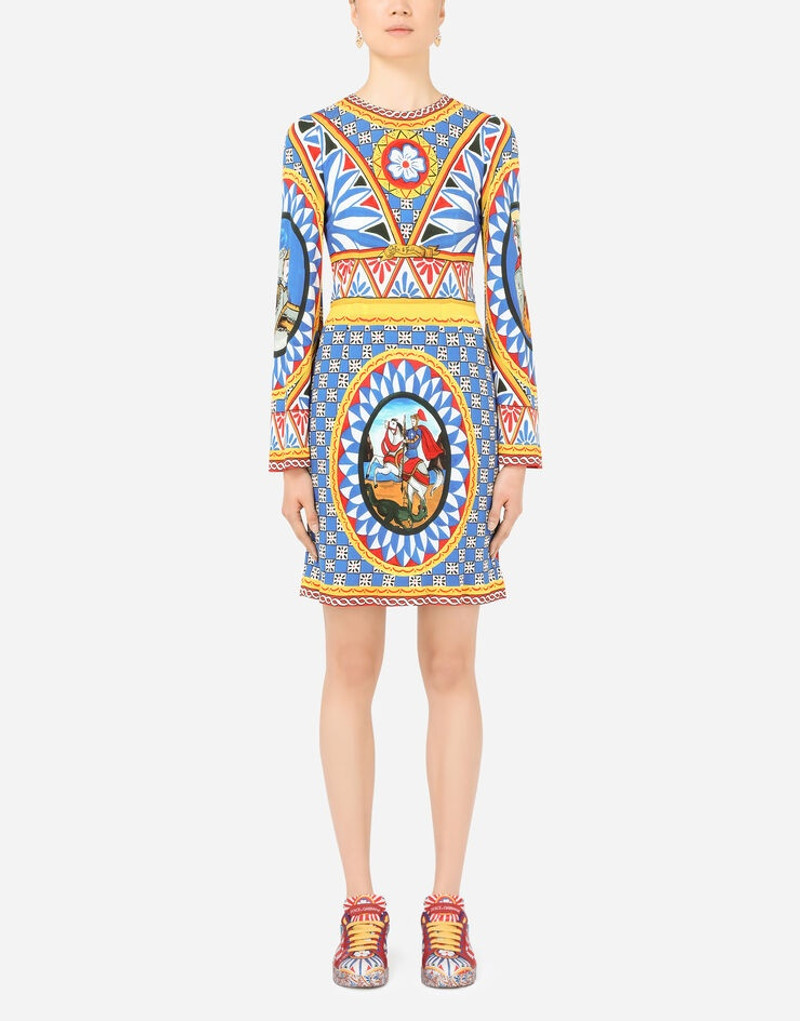 Short Carretto-print organzine dress 1