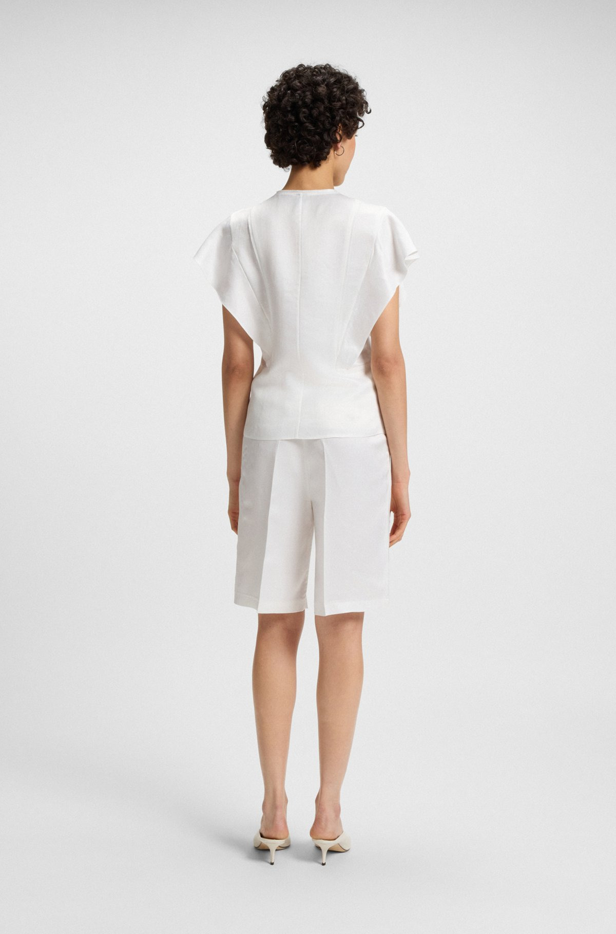 FRILL-SLEEVE BLOUSE WITH CROCHET-STYLE TRIMS - 5