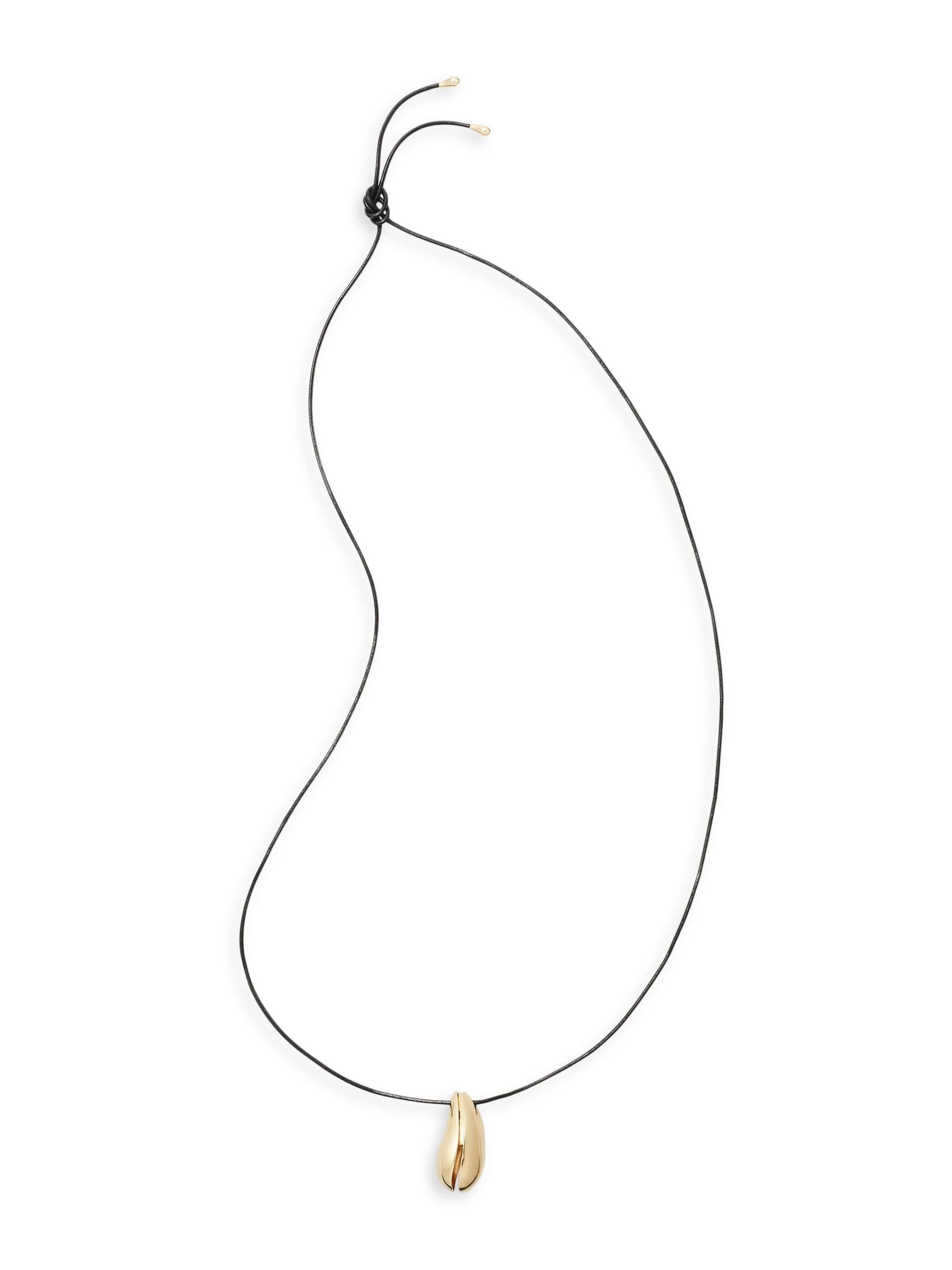 Women's Wave Goldtone Pendant Necklace - Light Brass Black - 1