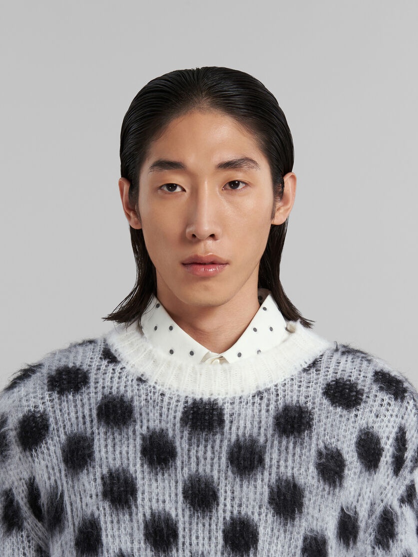 WHITE MOHAIR JUMPER WITH POLKA DOTS - 4