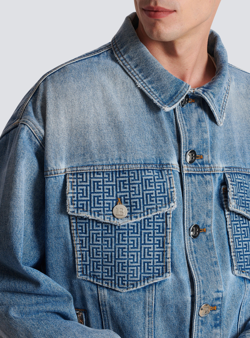 Denim jacket with Balmain logo 8