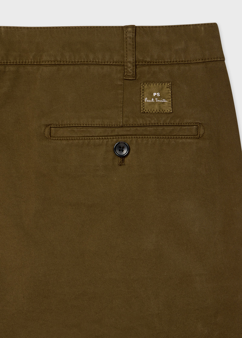 Paul Smith Dark Khaki Organic Cotton-Twill Shorts outlook
