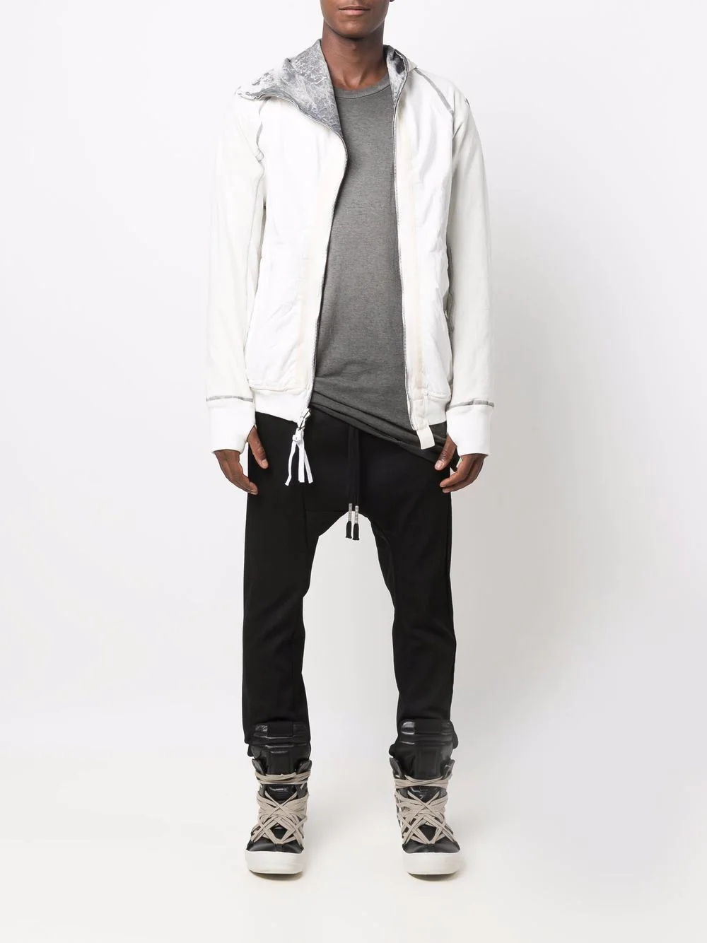 distressed-effect zipped hoodie - 6