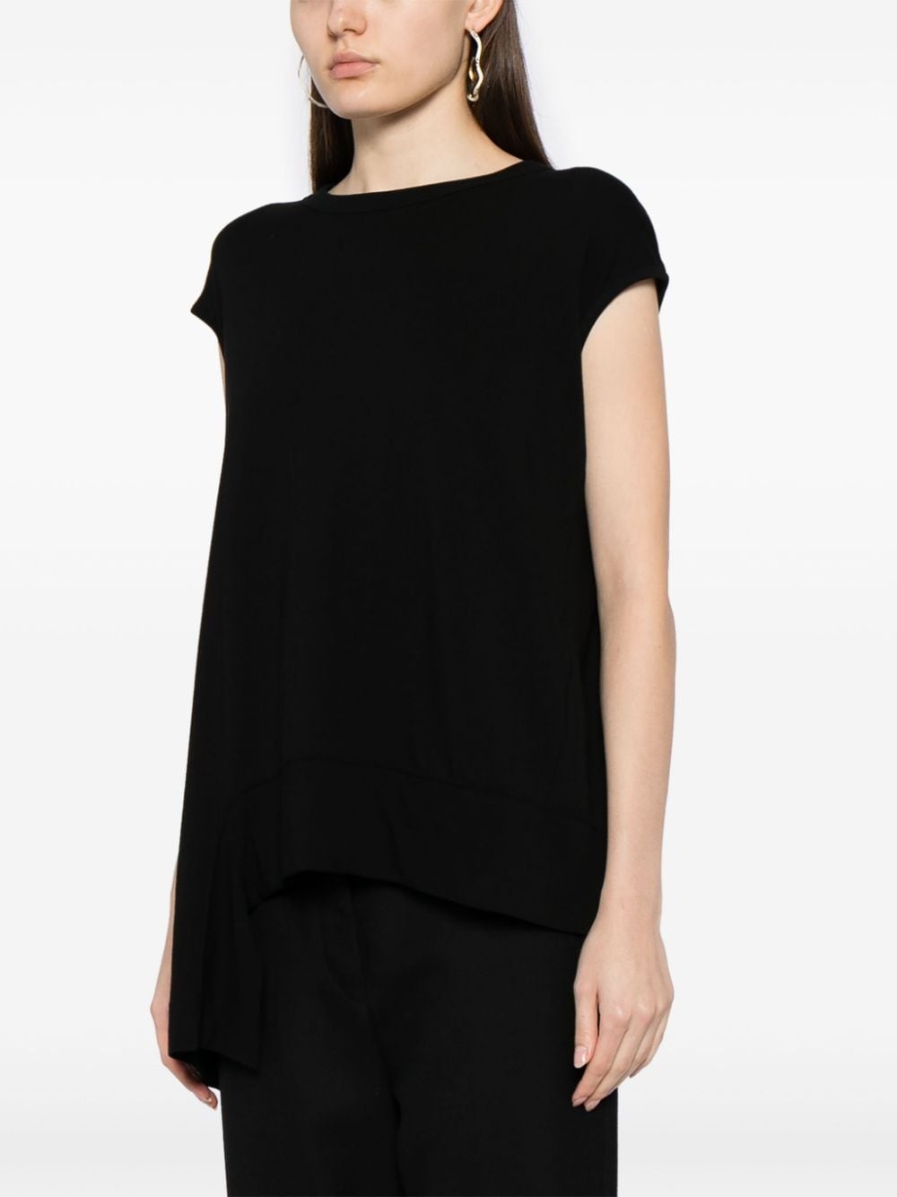 asymmetric-hem cotton T-shirt - 3