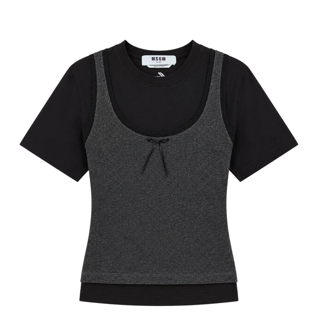 Layered Tank Top Tee - 1