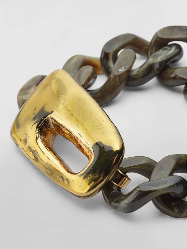 TRAPEZE BRACELET IN METAL RESIN AND GREEN ENAMEL - 3