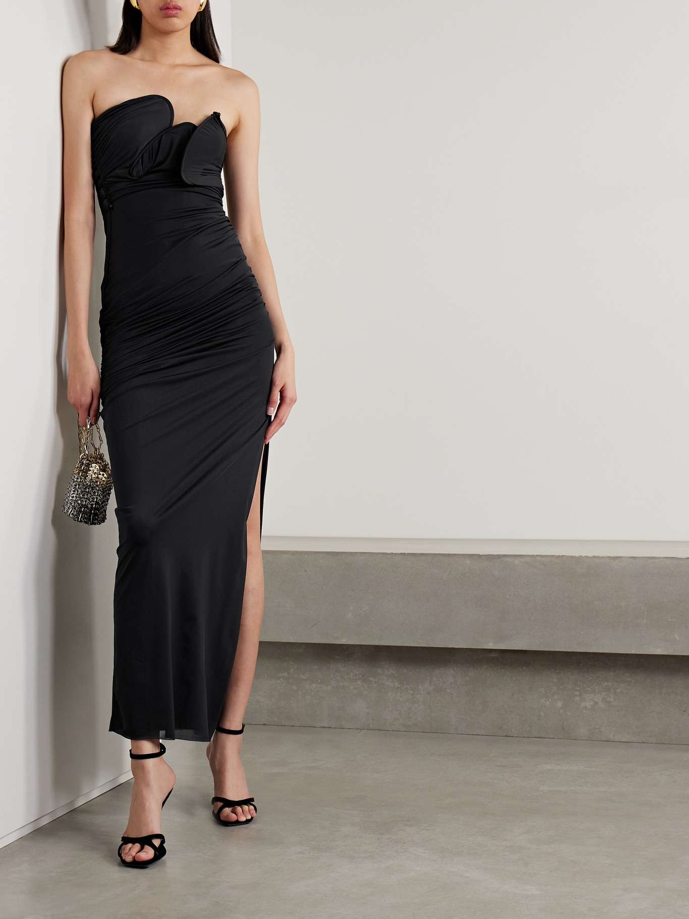 Encompassed strapless ruched jersey maxi dress - 2