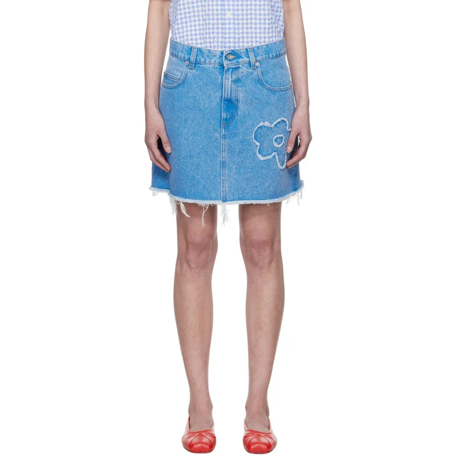 Marni Frayed Detailing Denim Skirt - 1