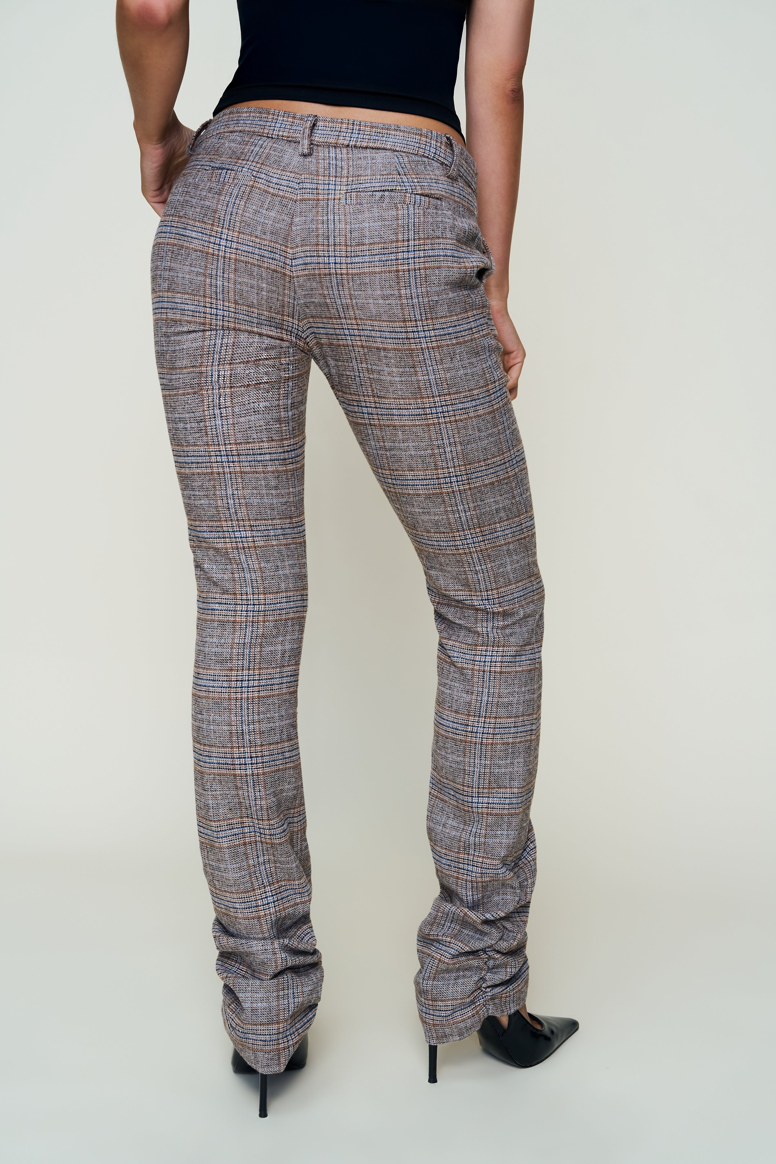 CORA RUCHED HEM TARTAN PANT - 6