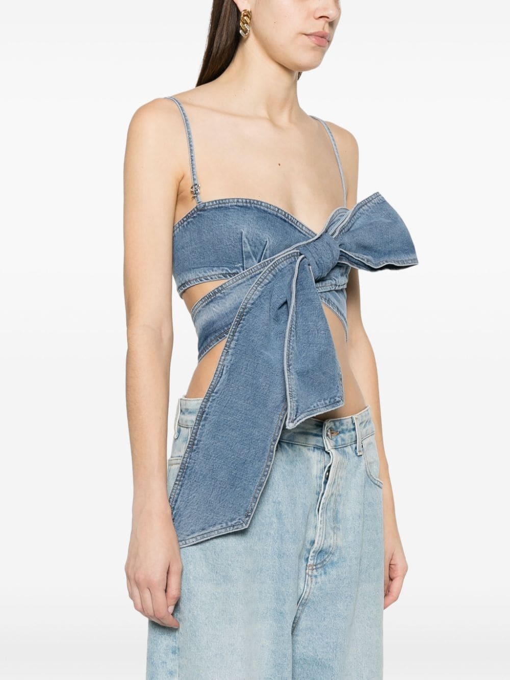bow-detail denim top - 3