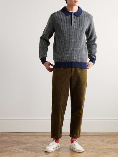 BEAMS PLUS Waffle-Knit Wool Polo Sweater outlook