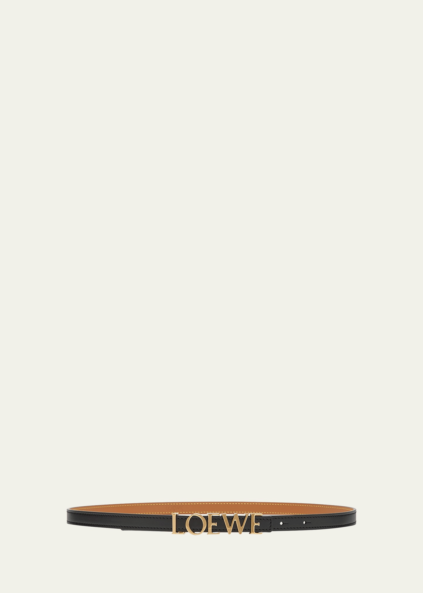Bold Logo Leather Skinny Belt - 1