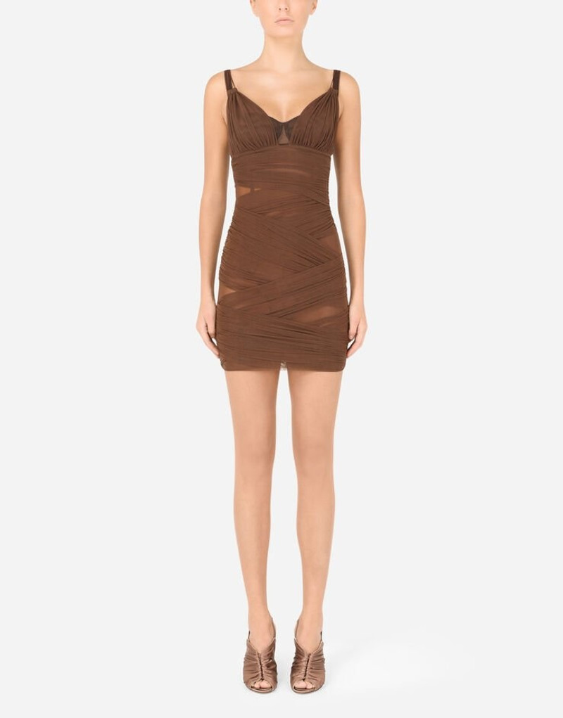 Short tulle dress with wrapover draping 2