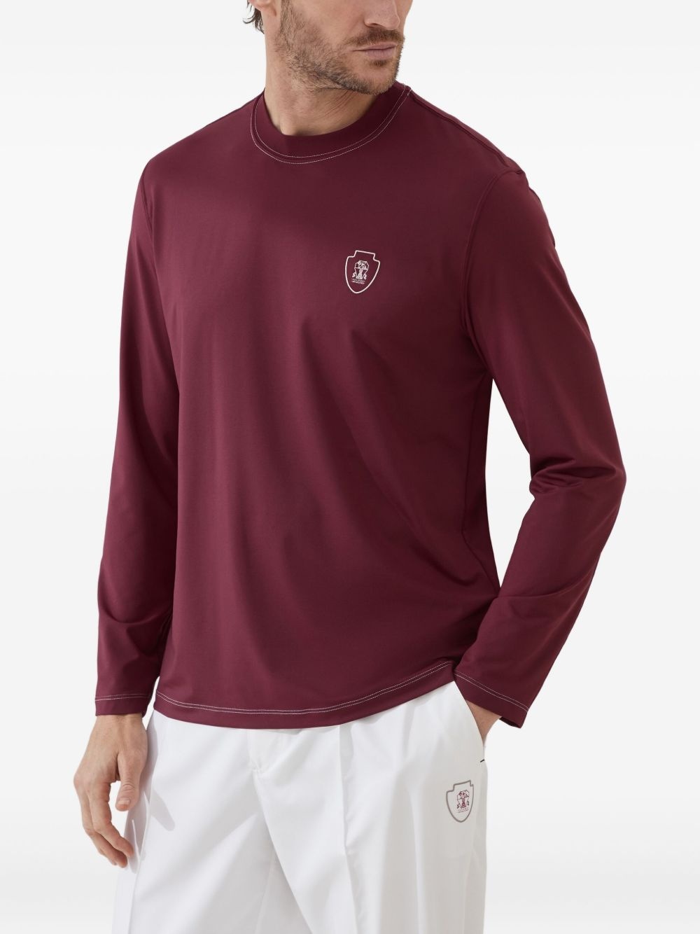 logo-embroidered long-sleeve T-shirt - 4
